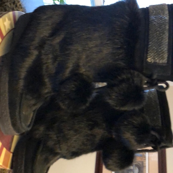 Coach Black Leather Fur Boots made in Italy size 6 - Picture 2 of 2